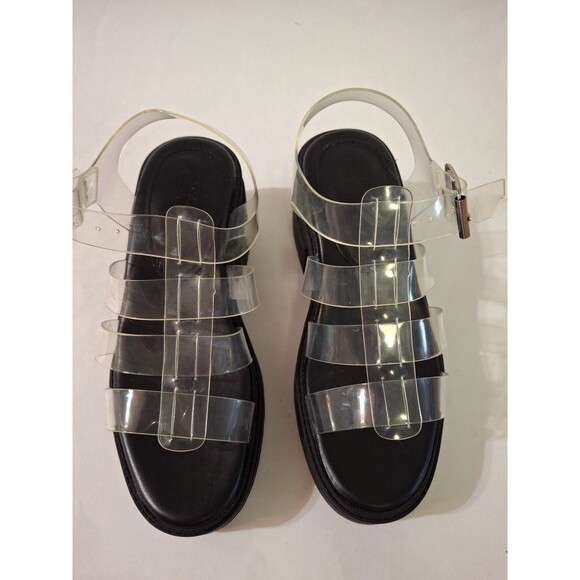 ASOS DESIGN Black Platform Buckle Sandals Chunky Women's Size 6 - Picture 2 of 9